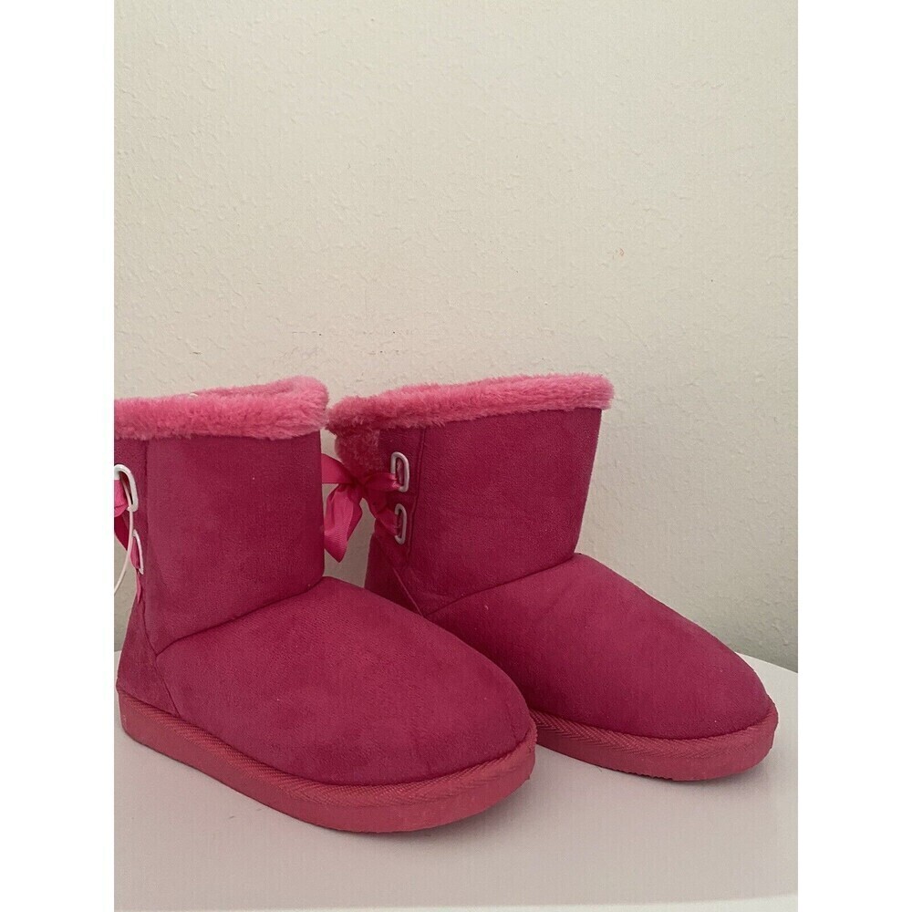 Girl's Snow Boots faux fur Lining Warm Winter Non-Slip Shoes pink size 34